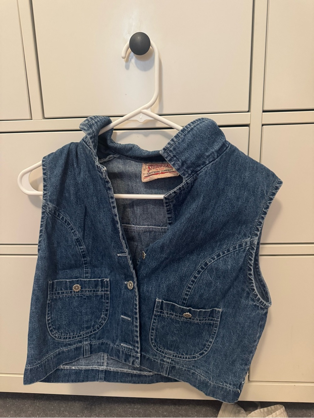 Vintage-Inspired Denim Crop Tank Top - Blue